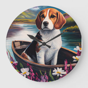 Reloj Redondo Grande Perro Beagle en una Paleta: Una Aventura Escénica