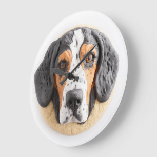 Reloj Redondo Grande Perro Bluetick Coonhound Inspirado en 3D