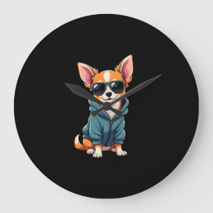 Reloj Redondo Grande Perro Chihuahua Divertido Fácilmente Distraído Por