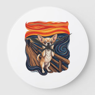Reloj Redondo Grande Perro Chihuahua Gritando Grito Puente_1
