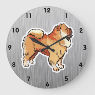 Reloj Redondo Grande Perro chino de perro chino; mirada metalizado
