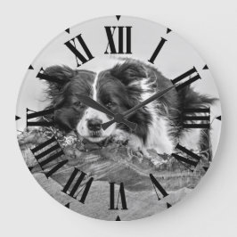 Reloj Redondo Grande Perro collie de borde de bonito
