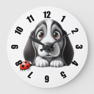 Reloj Redondo Grande Perro con una mariquita