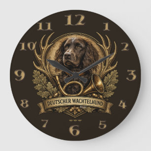 Reloj Redondo Grande Perro de agua alemán , Logo de caza