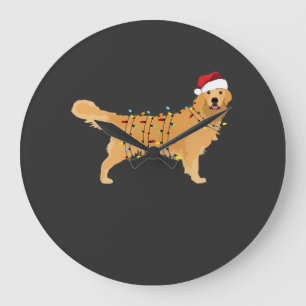 Reloj Redondo Grande Perro de Agua Retriever Luz de Navidad Esencial de