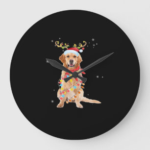Reloj Redondo Grande Perro de aguas dorado divertido árbol de Navidad S
