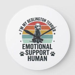 Reloj Redondo Grande Perro de apoyo emocional Bedlington Terrier Vintag