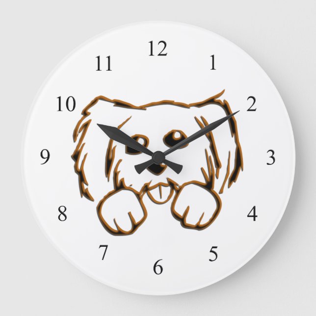 Reloj Redondo Grande Perro de cachorro picante (Anverso)