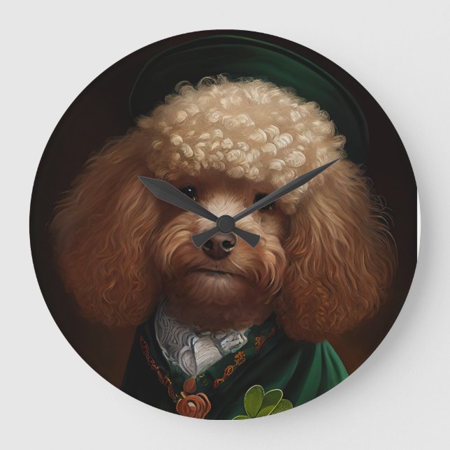 Reloj Redondo Grande Perro de canapé con vestido de San Patricio (Anverso)