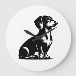 Reloj Redondo Grande Perro de caza clásico dibujo vintage de dachshund