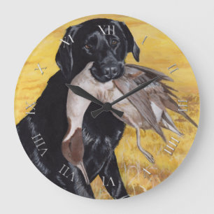 Reloj Redondo Grande Perro de caza negro de Labrador