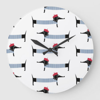 Reloj Redondo Grande Perro de estilo francés, patrón personalizado.