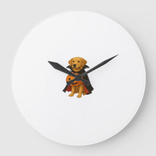 Reloj Redondo Grande Perro de Halloween Golden Retriever con Caramelo d