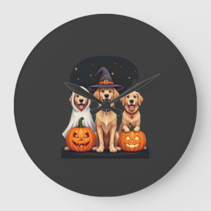 Reloj Redondo Grande Perro de oro Fantasma Halloween Truco o trato Haz