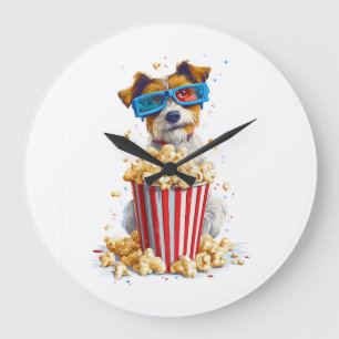 Reloj Redondo Grande Perro de palomitas � Perro de Noche de Cine