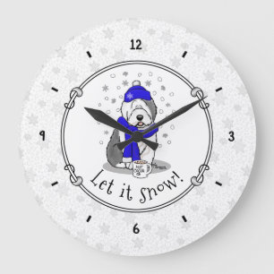 Reloj Redondo Grande Perro de perro de perro de perro viejo inglés azul