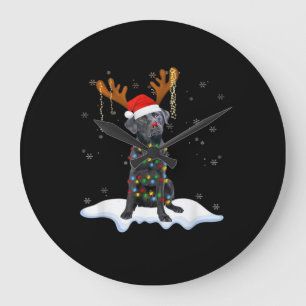 Reloj Redondo Grande Perro de pijama de luz de árbol de Navidad Labrado