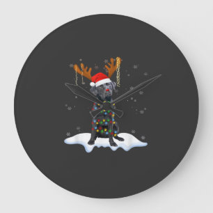 Reloj Redondo Grande Perro de pijama de luz de árbol de Navidad Labrado