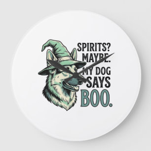 Reloj Redondo Grande Perro de sombrero de bruja grabado vintage humor d