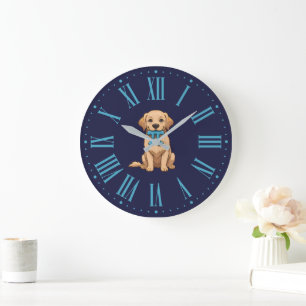 Reloj Redondo Grande Perro del Día de Pi con Símbolo de Pi   Feliz Día 