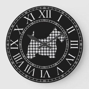 Reloj Redondo Grande Perro del escocés de Houndstooth