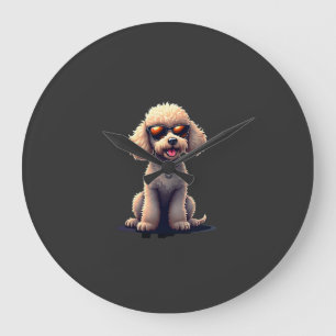 Reloj Redondo Grande Perro divertido Poodle Amante de los animales Gráf