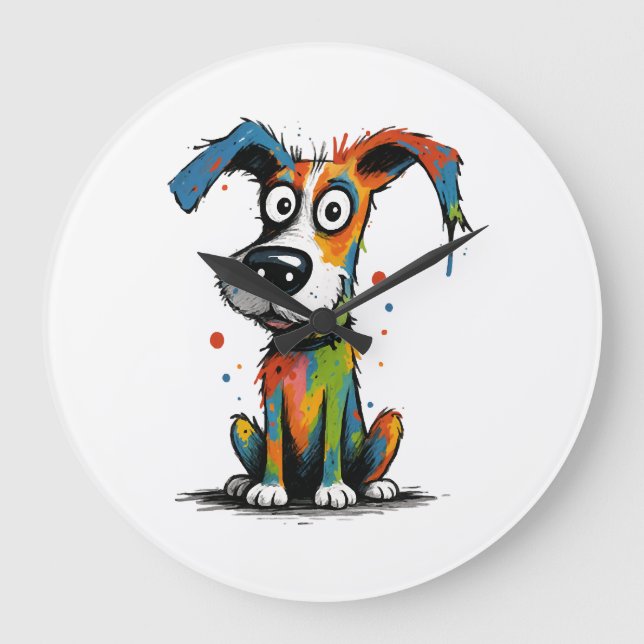 Reloj Redondo Grande perro doméstico (Anverso)