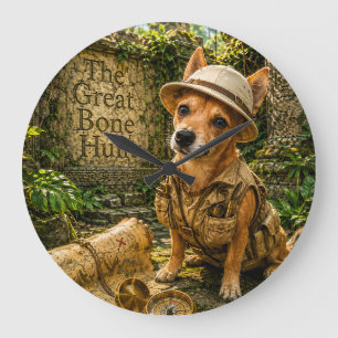 Reloj Redondo Grande Perro Explorador Lindo Ruinas de la Selva Antigua