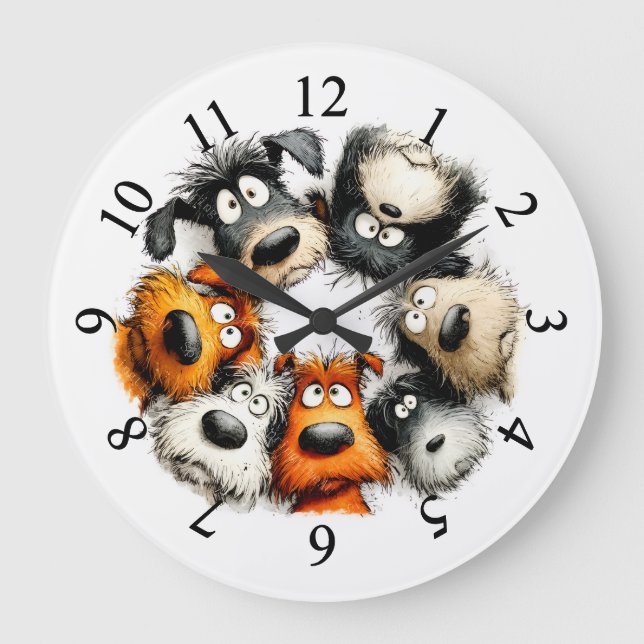 Reloj Redondo Grande Perro extravagante clov (Anverso)