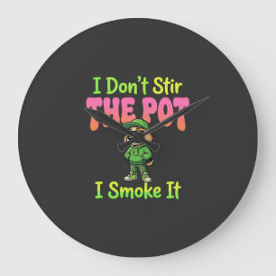 Reloj Redondo Grande Perro fumador de marihuana divertido