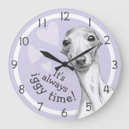 Reloj Redondo Grande Perro Galgo Italiano Boceto Divertido y Lindo Tiem
