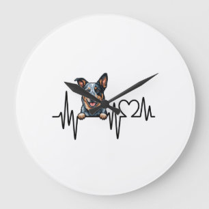 Reloj Redondo Grande Perro Ganadero Australiano Latido Ecg Corazón Pata