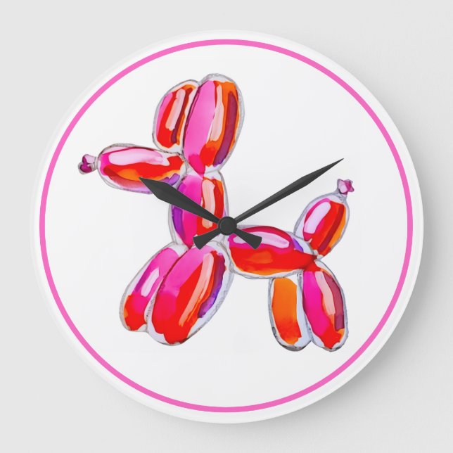Reloj Redondo Grande Perro Globo (Anverso)