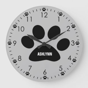 Reloj Redondo Grande Perro gris personalizado