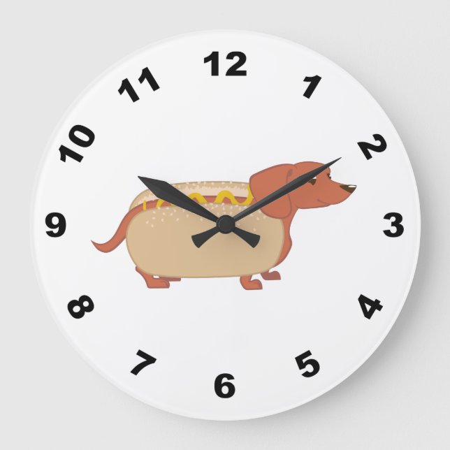 Reloj Redondo Grande Perro Hotdog (Anverso)