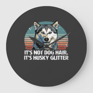 Reloj Redondo Grande Perro Husky Siberiano Divertido y Lindo Brillo Cam