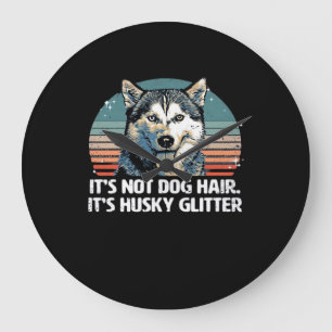 Reloj Redondo Grande Perro Husky Siberiano Divertido y Lindo Glitter T-