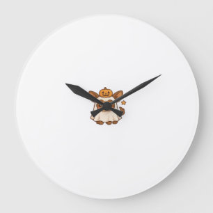 Reloj Redondo Grande Perro Kawaii de Halloween � Calabaza Fantasma Pega