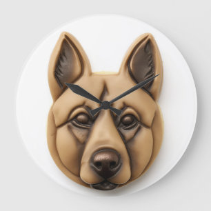 Reloj Redondo Grande Perro Malinoi Belga Inspirado en 3D