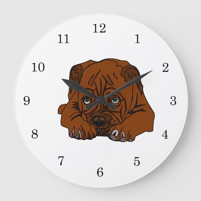 Reloj Redondo Grande Perro marrón (Anverso)