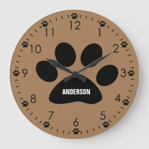 Reloj Redondo Grande Perro marrón personalizado