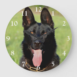 Reloj Redondo Grande Perro Pastor Alemán Negro - Cachorro GSD