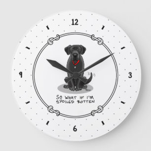Reloj Redondo Grande Perro recuperador de labrador negro podrido
