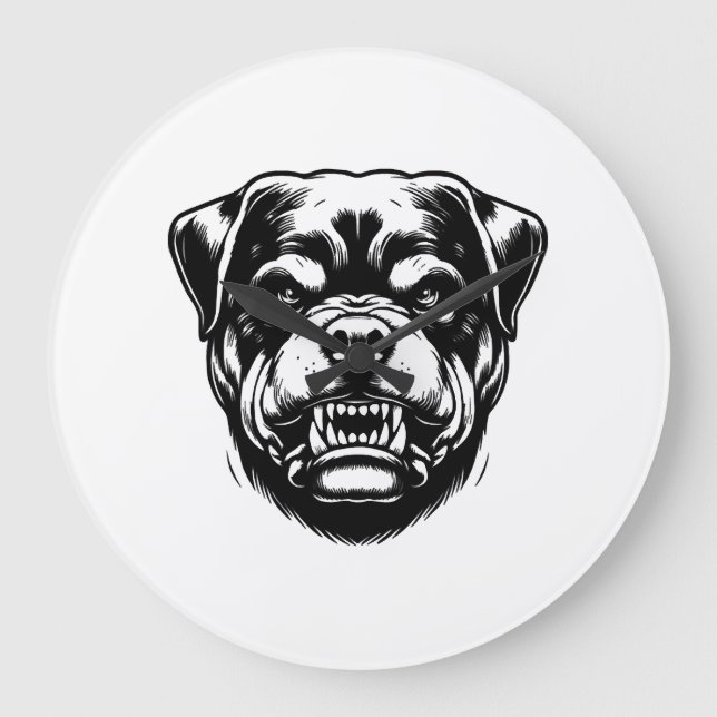Reloj Redondo Grande Perro Rottweiler (Anverso)