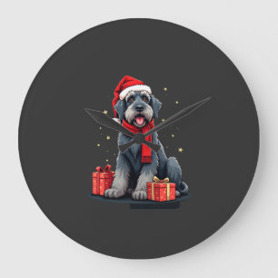 Reloj Redondo Grande Perro Schnauzer Gigante Fiestas de Navidad Vacacio