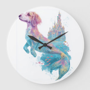 Reloj Redondo Grande Perro Sirena Fantasía Subacuática