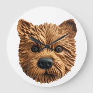 Reloj Redondo Grande Perro Terrier Australiano Inspirado en 3D