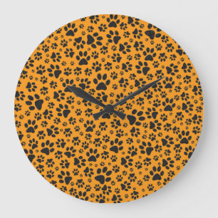 Reloj Redondo Grande Perro traza un punto de polka blanco y negro en da