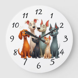 Reloj Redondo Grande Perros caprichosos lindos