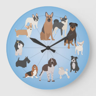 Reloj Redondo Grande Perros Cute